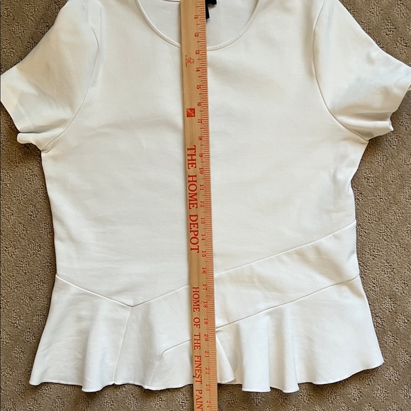 J Crew Off White Short Sleeve Peplum Ruffle Hem Top - Picture 6 of 10